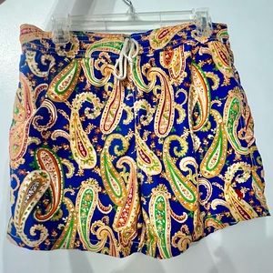Men’s Polo Ralph Lauren Swim Trunks Bathing Suit blue orange Paisley Small